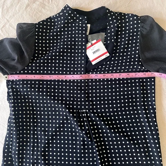 Anne Klein Black and White Polka Dot Blouse - Picture 7 of 8